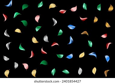 Forest Leaves Blur Vector Black Background Banner. Tree Foliage Wallpaper. Green Leaf Realistic Illustration. Color Fresh Template.