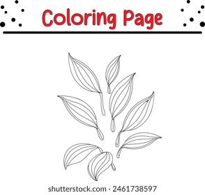 Forest leaves coloring book page