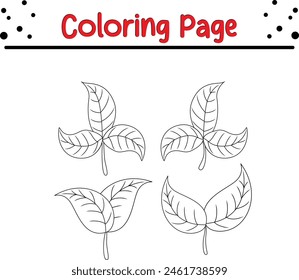 Forest leaves coloring book page