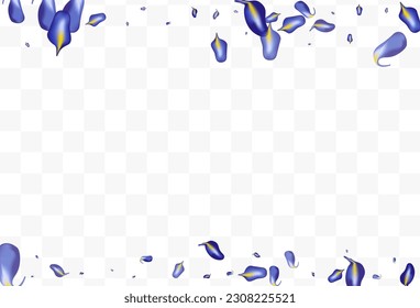 Forest Leaves Falling Vector White Transparent Background Design. Nature Iris Border. Violaceous Leaf Herbal Brochure. Foliage Wind Template.