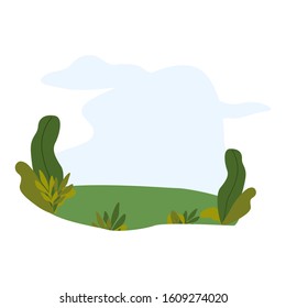 Forest leaves landscape in flat deign. Panorama background. Nature isolated poster. Summer card design. Vector illustration