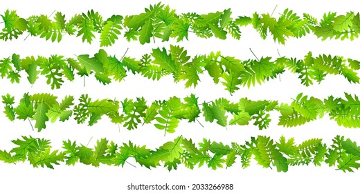 Forest leaves lush vector composition. Wild forest foliage closeup. Rowan and maple leaves pattern. Herbal eco illustration. Farm plantation delicate vector.