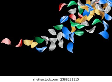 Forest Leaves Transparent Vector Black Background Template. Ecology Leaf Design. Blue Foliage Organic Border. Color Metallic Brochure.