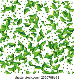 Forest Leaves Wind Vector White Background. Swirl Leaf Brochure. Swamp Foliage Spring Plant. Greens Fly Branch.