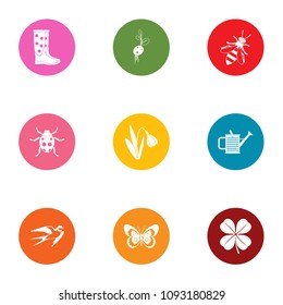 Forest life icons set. Flat set of 9 forest life vector icons for web isolated on white background