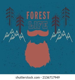 forest life slogan with forest lumberman outdoor nature illustration background