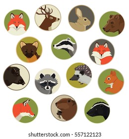 Forest Life Wild animals Geometric style icon round