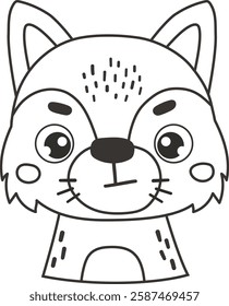 Forest line animal isolated, cute wild animal coloring, kids illustration, cartoon vector