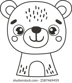 Forest line animal isolated, cute wild animal coloring, kids illustration, cartoon vector