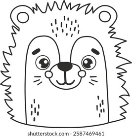 Forest line animal isolated, cute wild animal coloring, kids illustration, cartoon vector