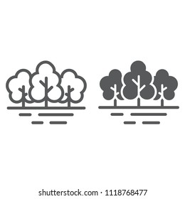 Forest line and glyph icon, travel and tourism, tree sign vector graphics, a linear pattern on a white background, eps 10.
