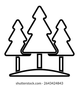 design de ícone de linha de floresta. ilustração vetorial de símbolo de contorno preto fino de floresta. ícone de traçado editável em plano de fundo transparente.