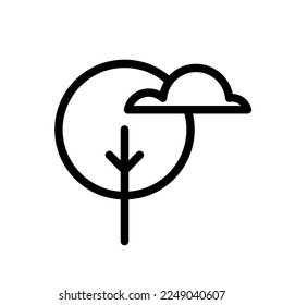 Icono de línea de bosque aislado en fondo blanco. Icono delgado plano negro sobre el estilo de contorno moderno. Símbolo lineal y trazo editable. Ilustración vectorial de trazo simple y de píxel perfecto.