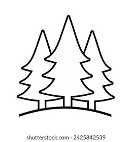 Forest line icon isolated on white background. Vector illustration.