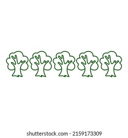 Forest line icon. Many trees, wood or garden. Vector Illustration