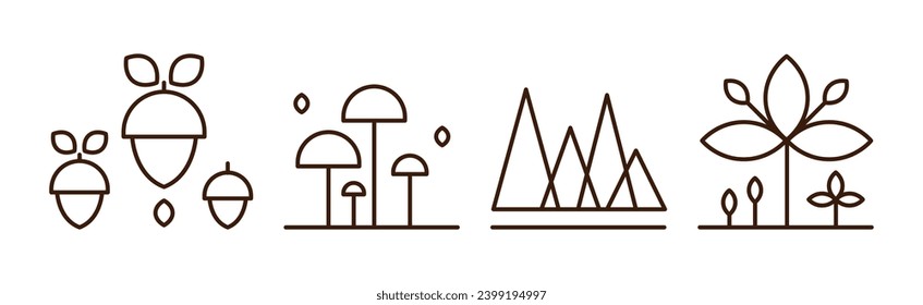 Symbol der Waldlinie und Objekt als Naturparkgebiet Vector Set