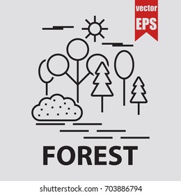 Forest line icon in trendy isolated on grey background.Vector illustration.