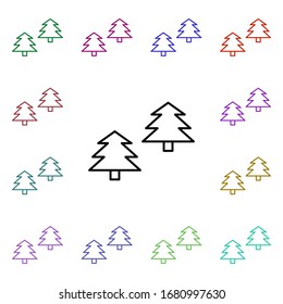 Forest line multi color style icon. Simple thin line, outline vector of camping icons for ui and ux, website or mobile application