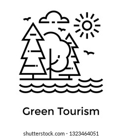 Forest line vector icon 
