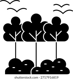 Diseño de icono de Vector de línea forestal