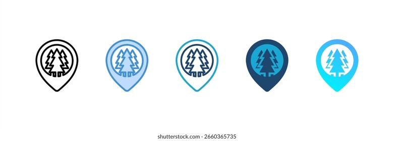Ícone Local da Floresta definir coleção de vários estilos