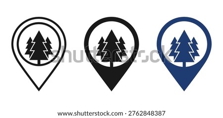 Forest Location Pin Icon – Pine Tree Map Marker for Nature and Park Destinations