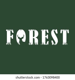 forest logo with deer in O, vector for business