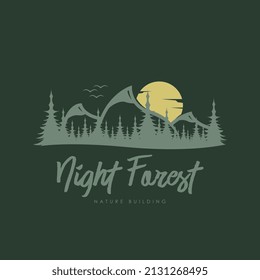 Forest Logo Design Concept Vector. Retro Jungle Logo Design Vector