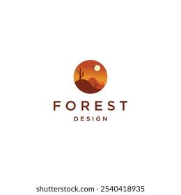 Vetor plano de modelo de design de ícone de logotipo de floresta