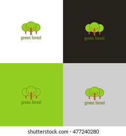 Forest logo or icon with trees in vector