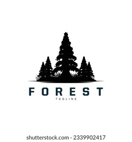 Waldlogo, Einfache Design-Vektorgrafik für das Dschungelabenteuer, Illustrationsvorlage
