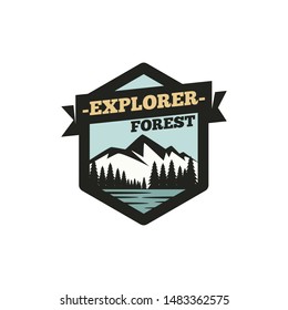 Forest logo template vector with outdoor style