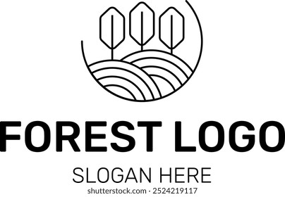 Logotipo del bosque con el árbol y el texto del lema 