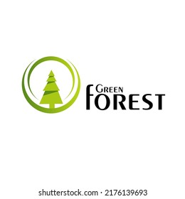 Forest logo vector icon. Nature trees vector illustration logo design.