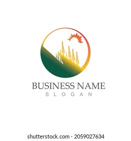 plantilla de ilustración de vector de logotipo de bosque