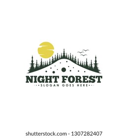 Forest logo vector. Forest logo template. Outdoor logo. Green nature life habitat logo vector