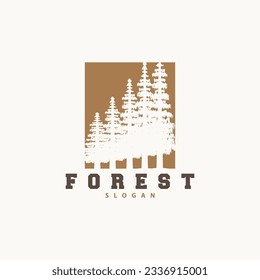 Forest Logo, Vector Forest Wood With Pine Trees, Design Inspirational Badge Label Illustration