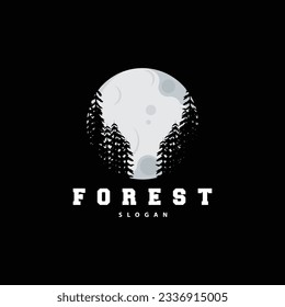 Forest Logo, Vector Forest Wood With Pine Trees, Design Inspirational Badge Label Illustration