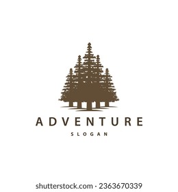 Forest Logo, Vector Forest Wood With Pine Trees, Design Inspirational Badge Label Illustration