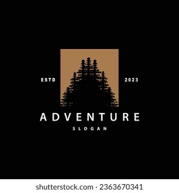 Forest Logo, Vector Forest Wood With Pine Trees, Design Inspirational Badge Label Illustration