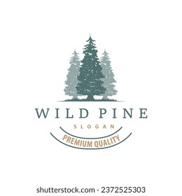 Forest Logo, Vector Forest Wood With Pine Trees, Design Inspirational Badge Label Illustration