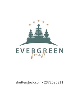 Forest Logo, Vector Forest Wood With Pine Trees, Design Inspirational Badge Label Illustration