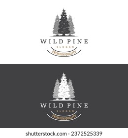 Forest Logo, Vector Forest Wood With Pine Trees, Design Inspirational Badge Label Illustration