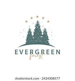 Forest Logo, Vector Forest Wood With Pine Trees, Design Inspirational Badge Label Illustration