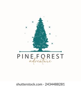 Forest Logo, Vector Forest Wood With Pine Trees, Design Inspirational Badge Label Illustration