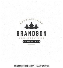 Forest Logotype Design Element in Vintage Style Badge Retro vector illustration. Fir tree symbol.