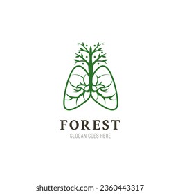 Forest. lung and forest tree logo design isolated on white background.
