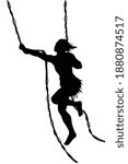 Forest man hung vine silhouette vector