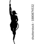 Forest man hung vine silhouette vector