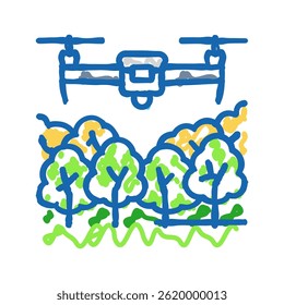 forest management drone doodle icon sketch vector. forest management drone sign. isolated symbol illustration